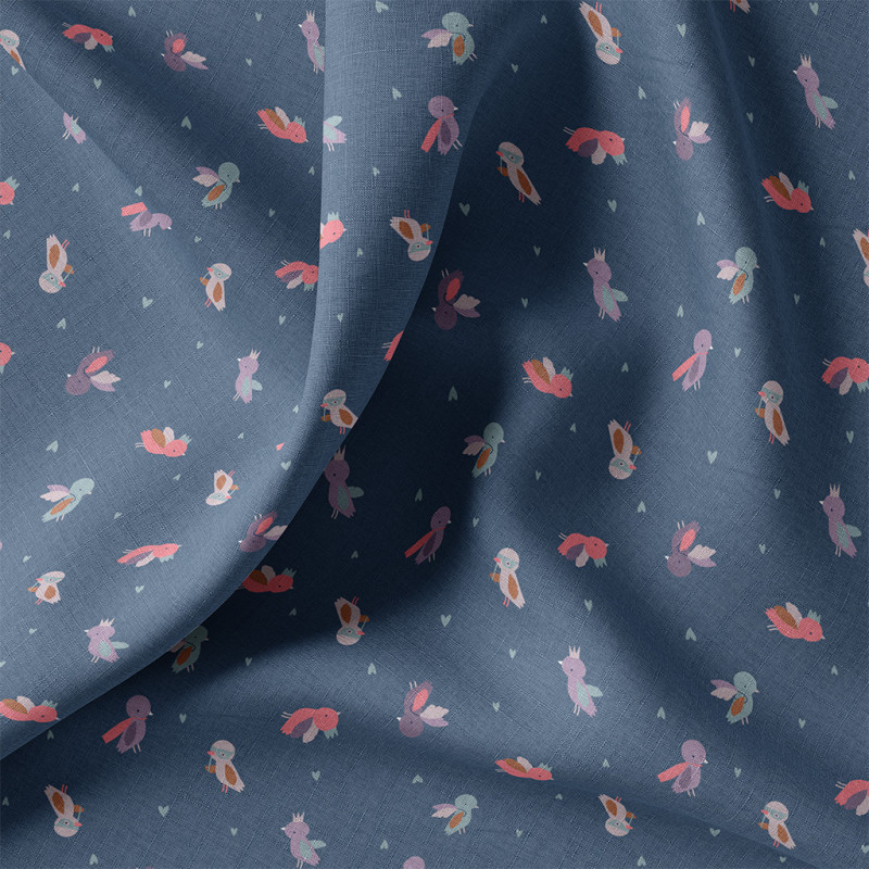 Printed Cotton PEPILLE Blue / Violet